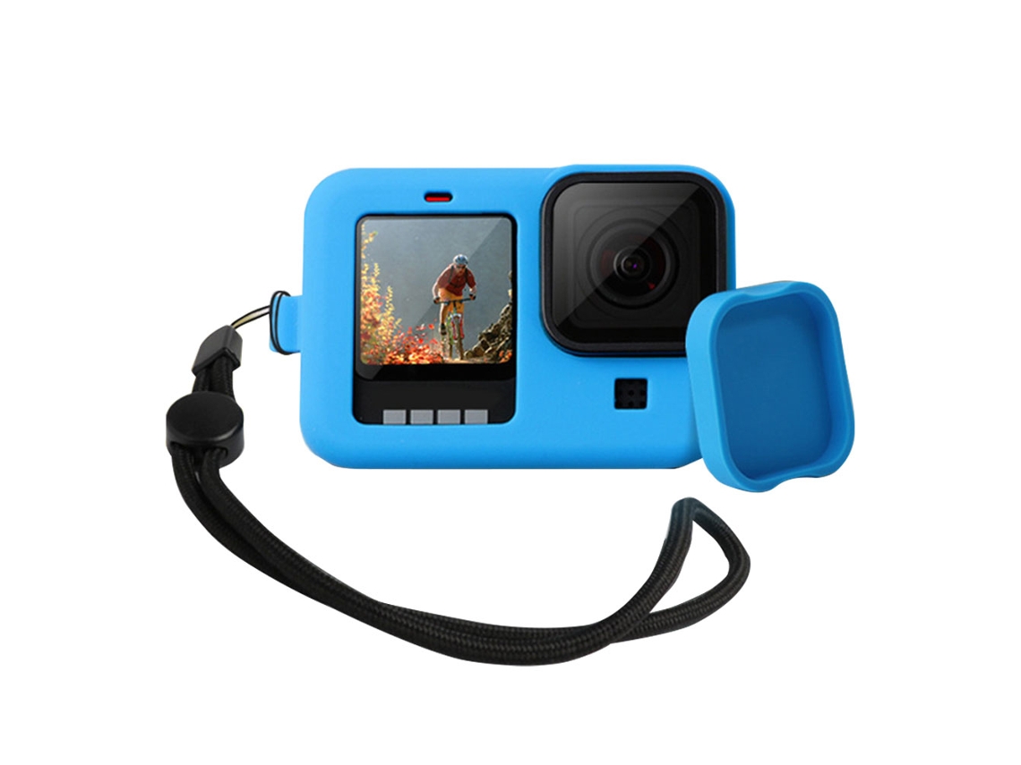 Capa de silicone para Hero 9 com protetor de lente e cordão anti-perda, protetora e durável.