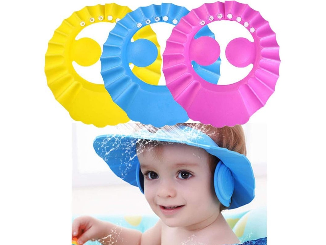 Gorro De Baño Para Bebé, Juego De 3 Gorros Ajustables E Impermeables Para Champú, Ideales Para Bebés Y Niños Pequeños (rosa, Azul Y Amarillo).
