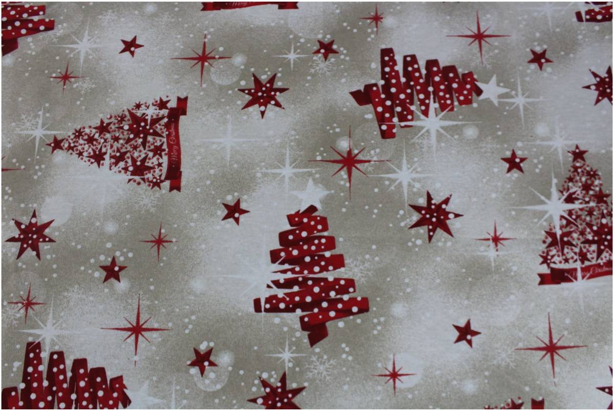 Mantel ACOMODA TEXTIL Árbol de Navidad Rojo y Beige (140x240 cm - Poliéster)