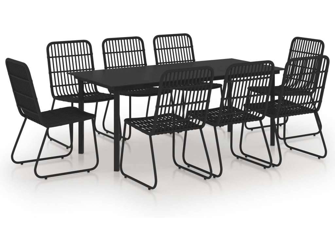 vidaXL Juego de comedor para jardín 9 piezas ratán sintético y vidrio