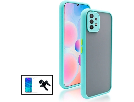 Kit Funda Antichoque, Película 5D Full Cover y Soporte Magnético de Coche L Safe Driving Samsung Galaxy A32 5G PHONECARE Azul Claro
