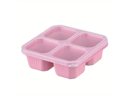 Viewleaf - Loncheras Bento con tapa (paquete de 3), 4 compartimentos, reutilizables, sin BPA, duraderas, color rosa, para la escuela, el trabajo y viajes
