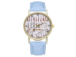 Reloj De Pulsera De Cuarzo Para Mujer Zhoulianfa, Esfera Redonda, Correa De Pu Azul Claro.