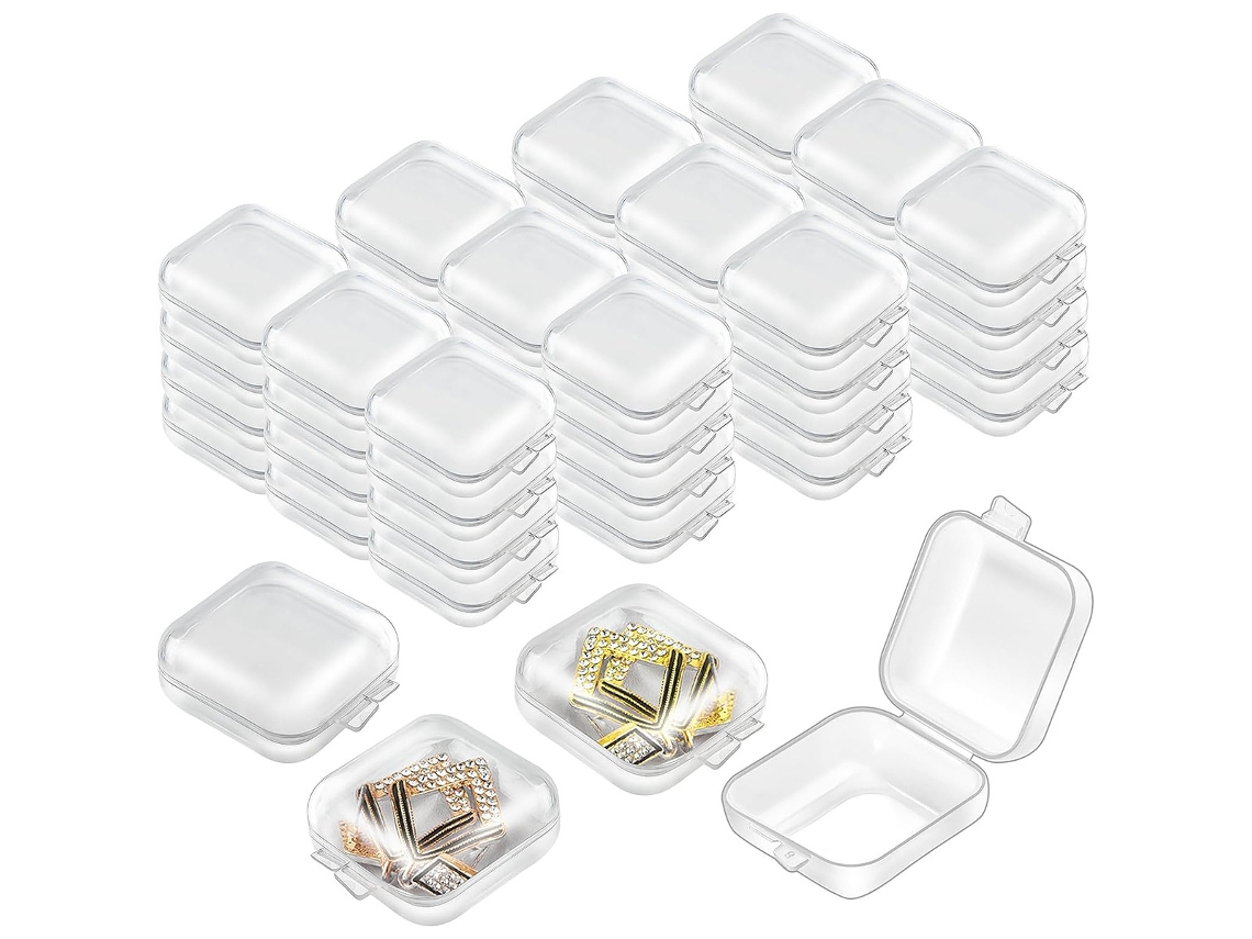 Mini joyero transparente a prueba de polvo, apto para pendientes, anillos, accesorios electrónicos y piezas (40 piezas) Cuich
