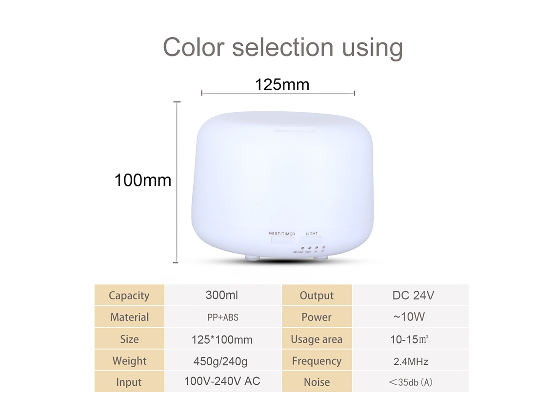 Humidificador De Aromas De 300 Ml Con Luz Led, Silencioso, Con Mando A Distancia Para El Hogar, La Oficina Y El Coche.