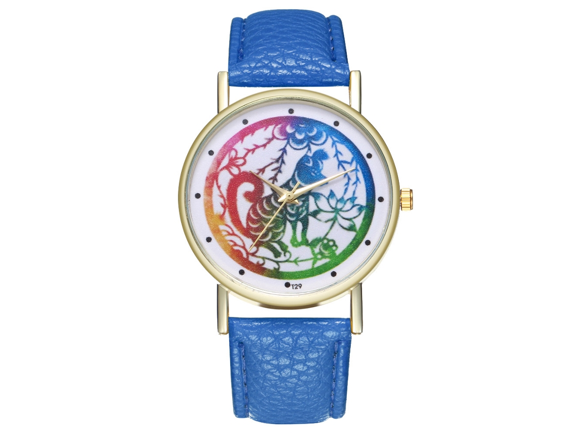 Reloj Analógico Zodiaco Unisex De Cuero Pu Para Ocio (azul Oscuro)