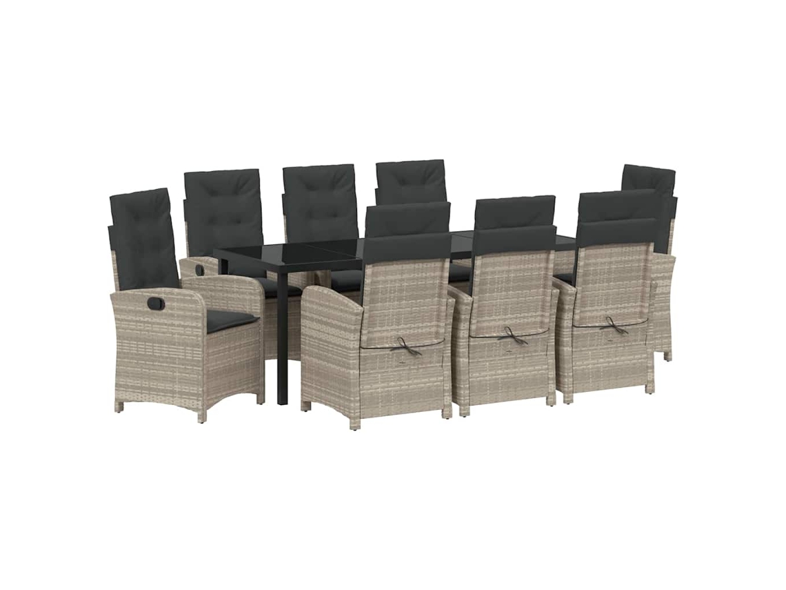 Maison Exclusive - Conjunto De Comedor De Jardín 9 Pcs Gris Claro Ratán Sintético