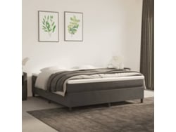 Cama Box Spring Con Colchón Terciopelo Gris Oscuro 180x200 Cm
