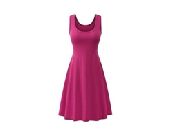 2026-vestido De Verano Para Mujer Sexy Sin Mangas Cuello Cuadrado Solido A-line Cintura Alta Casual Rojo Talla 18-35 Años