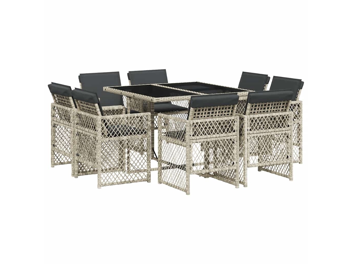 Maison Exclusive - Set Comedor De Jardín 9 Pzas Cojines Ratán Sintético Gris Claro