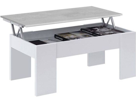 Mesa de Centro HABITDESIGN Elevadora (Blanco Artik - Gris Cemento - Melamina - 100 x 45–56 x 50 cm)