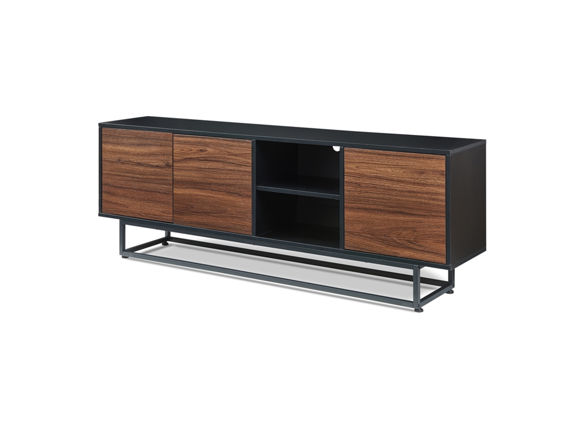 Armario bajo Boxholm con 3 puertas 160x30x57 cm Nogal/Negro [EN.CASA]
