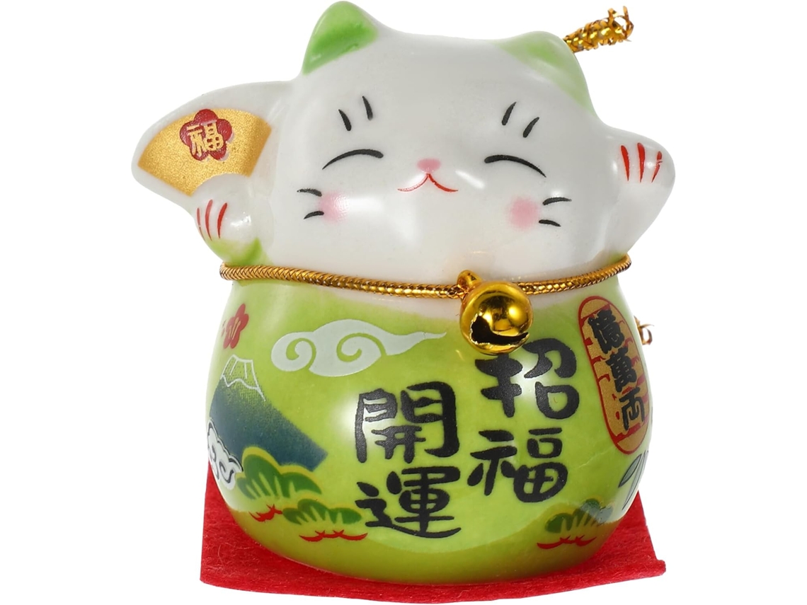 Figura Cerámica Verde Maneki Estatua Amuleto Japonesa Decoración Hogar Oficina Adorno Multifuncional Coche