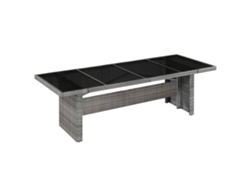 Mesa De Jardín Ratán Sintético Y Vidrio 240x90x74 Cm