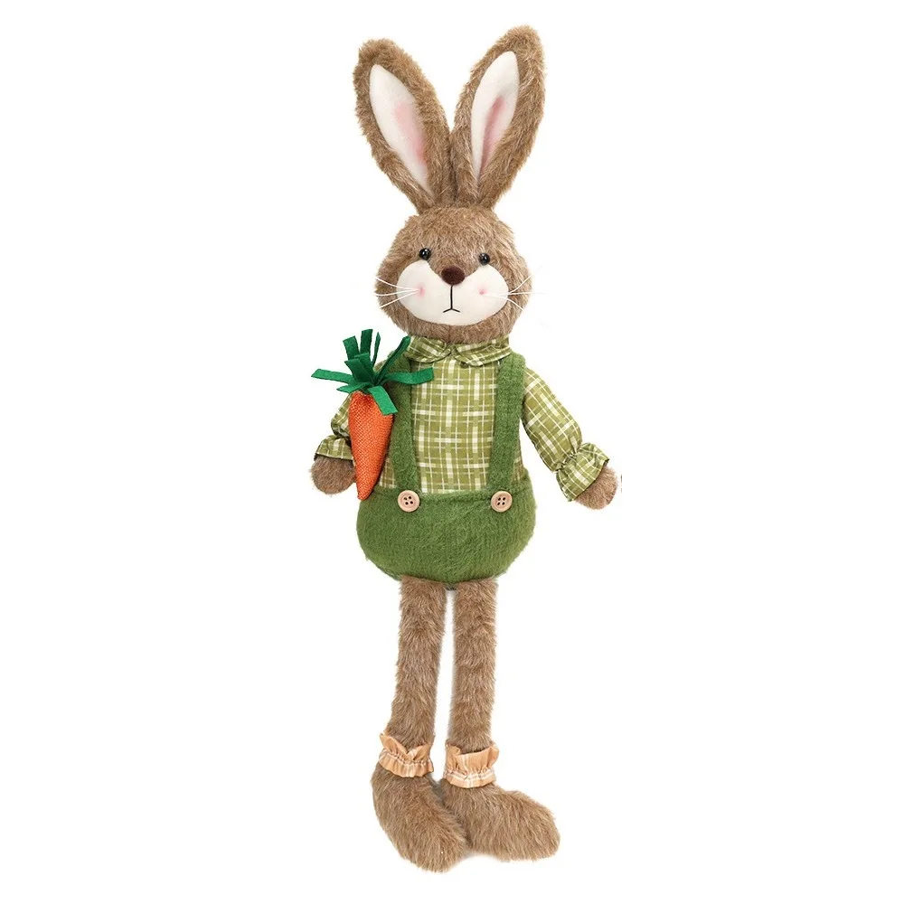 Figura De Conejito De Pascua De Patas Largas (verde), Linda Y Suave Figura De Conejito Hecha A Mano De Poliéster