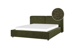 Cama con somier BELIANI Linards de Bouclé Verde 190x242x88