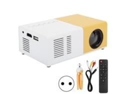 Miniproyector Led Portátil Para Cine En Casa Con Soporte, 100-240v, Blanco Y Amarillo, Enchufe Europeo.
