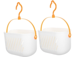 Cesta De Baño Colgante De Plástico De 2 Piezas Con Gancho, Juego De Almacenamiento Estable Y Vers...