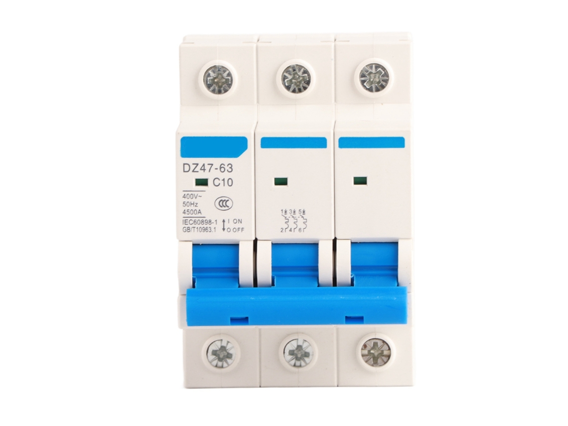 Disjuntor Miniatura Mcb Dz47 63 3p 400v 10a Proteção Contra Sobrecarga e Curto circuito