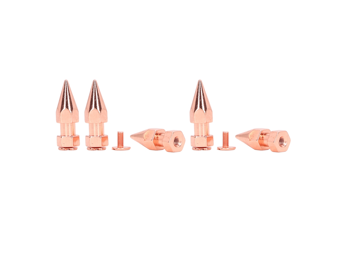 5 Piezas De Alfileres Hexagonales De 8x26 Mm De Cobre Color Oro Rosa, Estilo Punk, Para Zapatos, Cinturones Y Ropa.