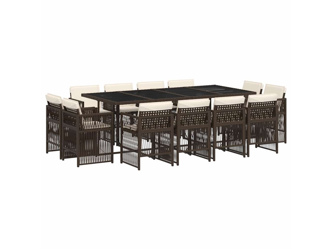 Maison Exclusive - Set Muebles De Jardín 13 Pzas Y Cojines Ratán Sintético Marrón