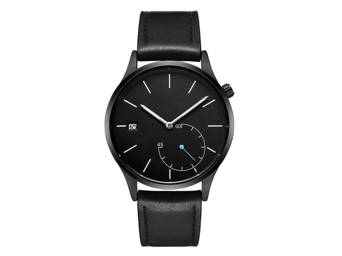 Reloj De Pulsera Masculino Redondo De Cuero Pu Estilo Fashion De Quarzo Negro