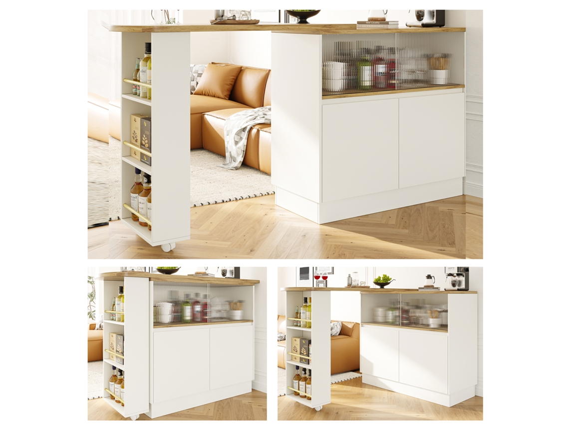 Mueble Giratorio 360° Para Bar, Moderno Y Práctico, Con Estantes Y Vidrio, Perfecto Para Cocina Y Restaurante, Fácil De Organizar.