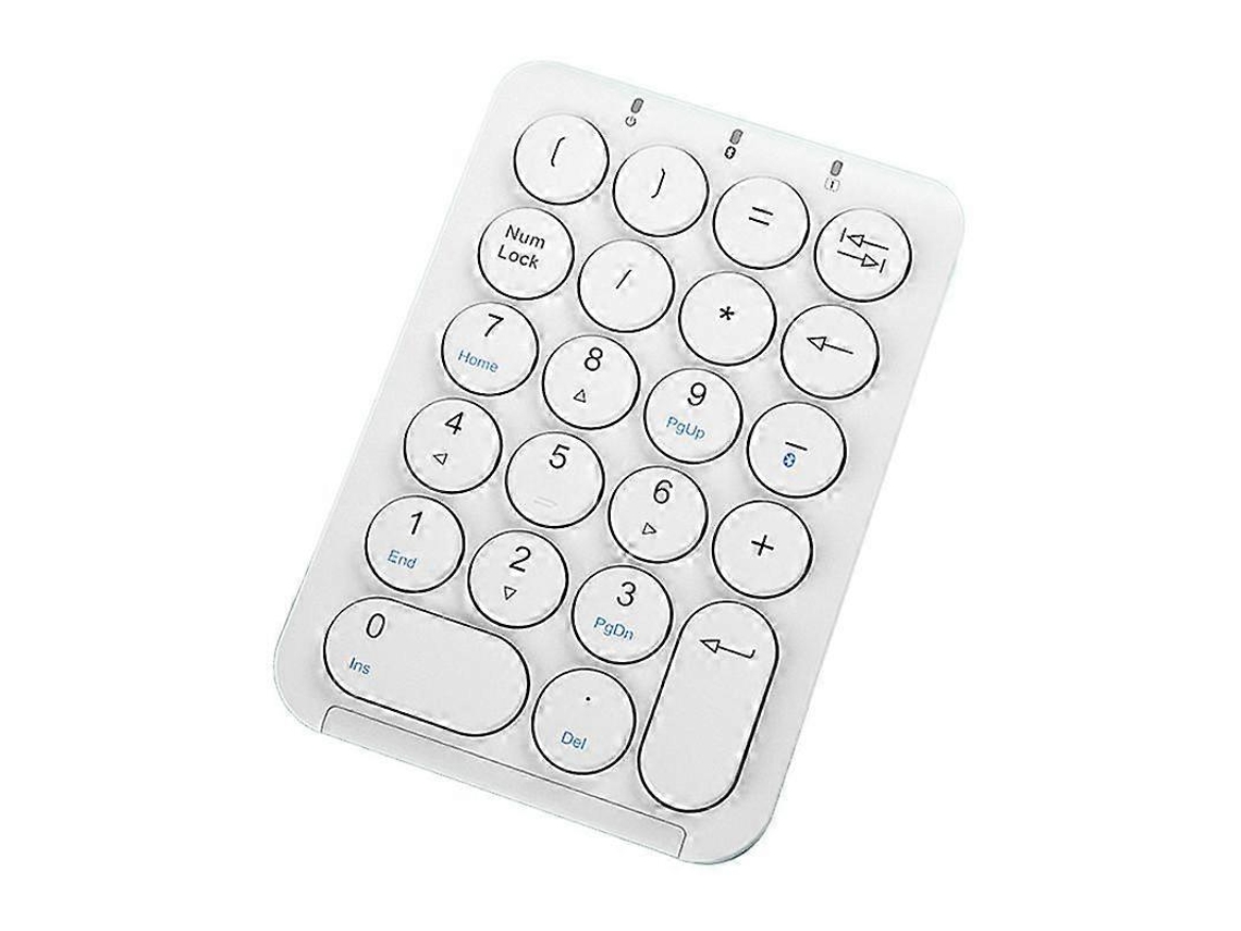 Teclado numérico inalámbrico Bluetooth con teclas redondas, 22 teclas recargables Ly Ebike (blanco)