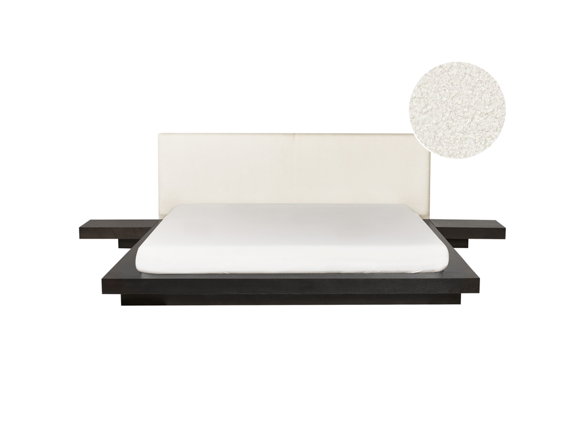 Cama con somier BELIANI Zen de MDF Madera oscura 328x229x86
