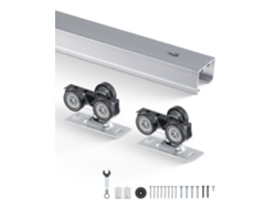 Kit de riel para puerta corrediza resistente Succebuy de 1,8 m con 3 ruedas