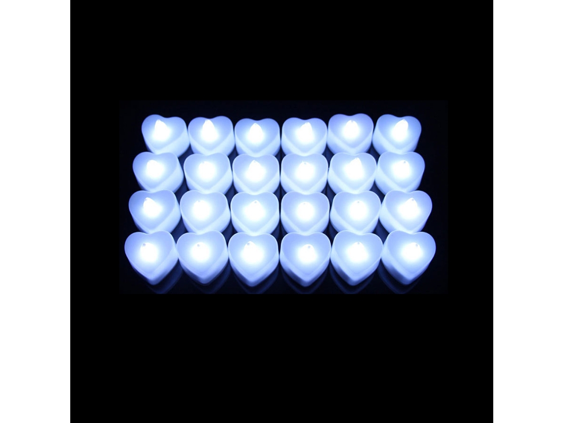 (3 Luces Blancas En Forma De Corazón) Vela Led Sin Llama, Portavelas Electrónico A Batería, Adecuado Para Uso En Interiores.