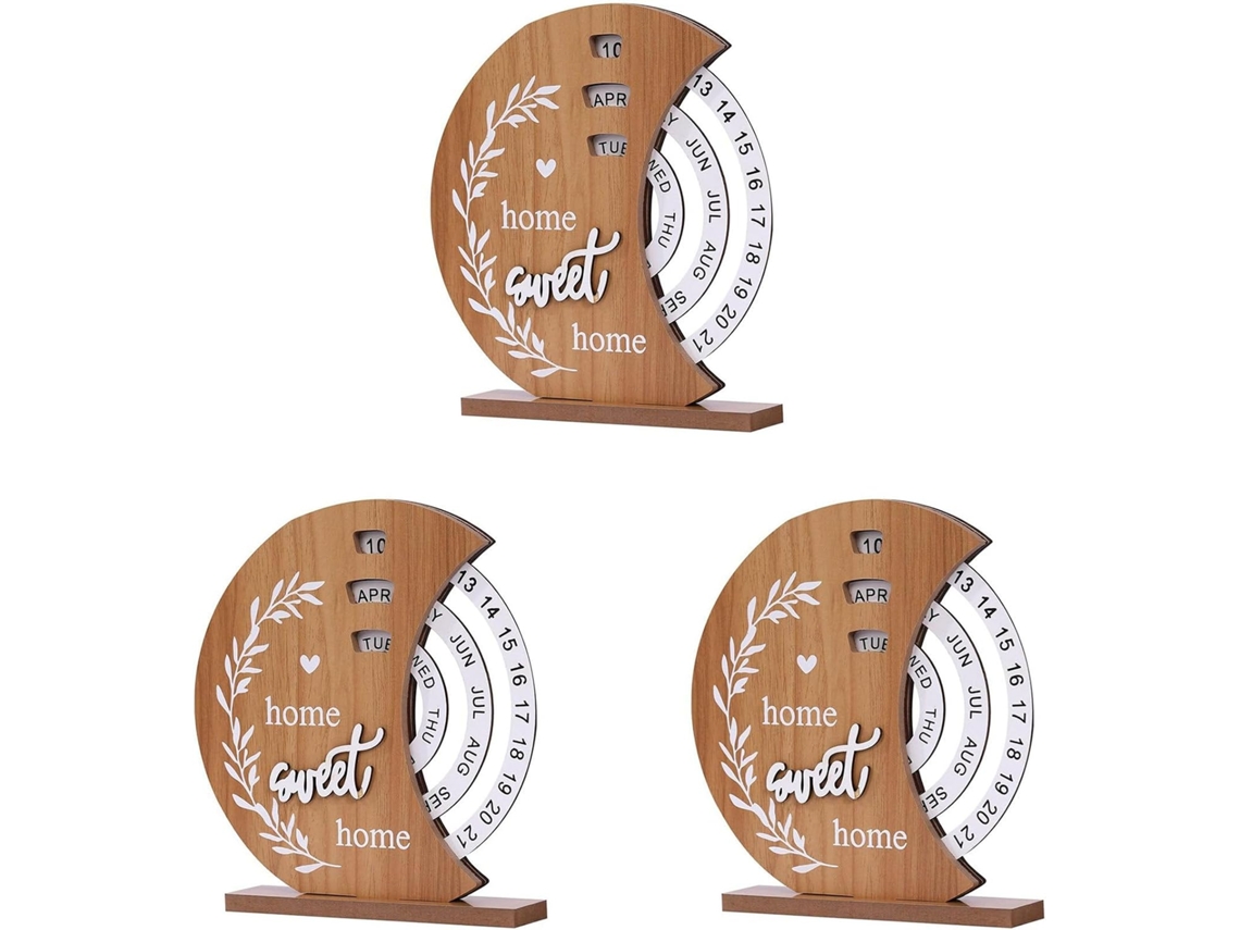 Calendario De Madera 3x Para Decoración De Porche, Hogar U Oficina, Manual, Giratorio, Dulce