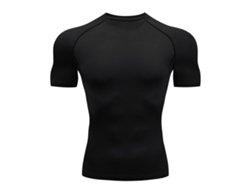 Camiseta De Compressão Masculina De Manga Curta Dry Cool Para Treino Esportivo E Academia Preta M