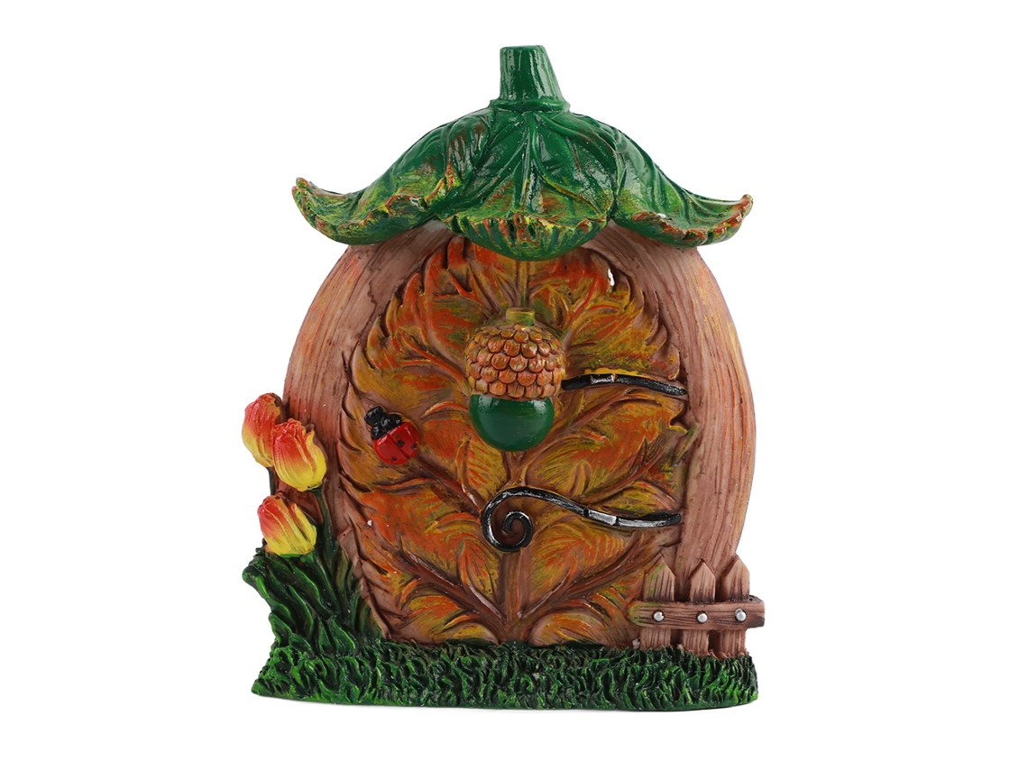 Puerta y ventanas de resina con forma de árbol de hadas para jardín