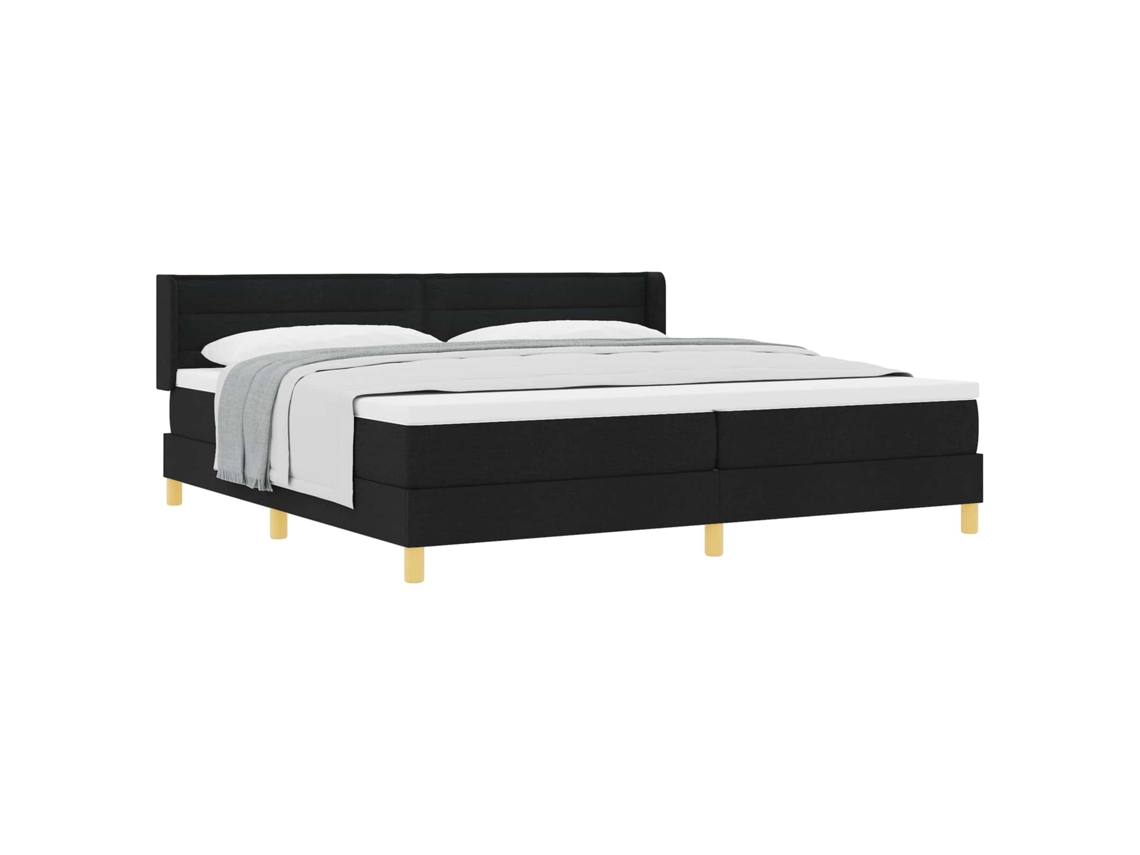 Syfax™ Cama Tipo Box Spring Con Colchón Negro 200 X 200 Cm Tela