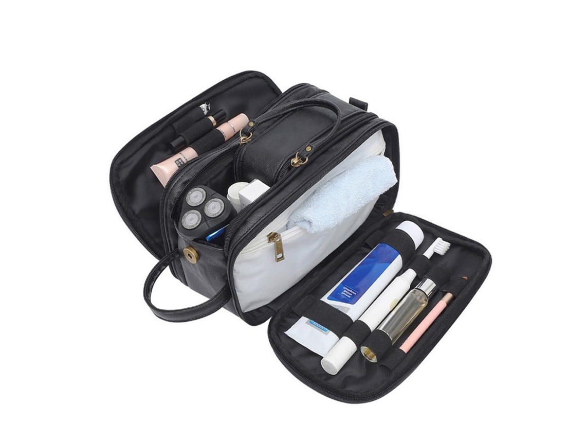Nécessaire ZMDECQNA Viaje Impermeable Vaca Maquillaje Secoy Piel Sintética Marrón
