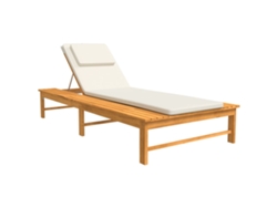 Chaise longue con cojín blanco, acacia maciza crema, MAISON EXCLUSIVE