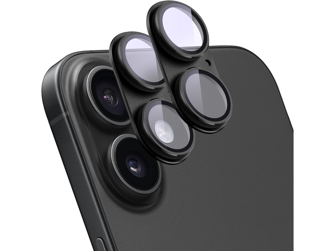 Protector de pantalla Yuysan para iPhone 16/16 Plus, cristal templado + aleación (negro)
