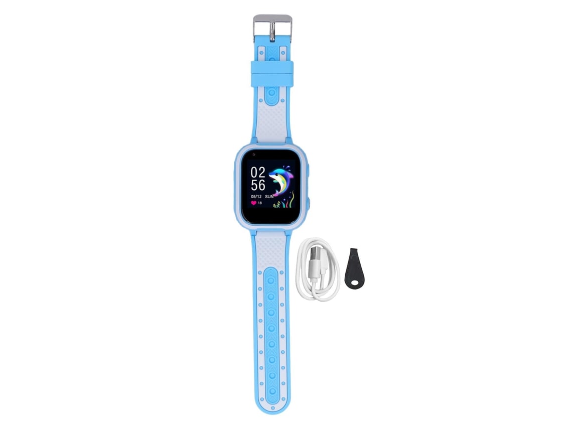Ats-reloj Inteligente Para Niños Impermeable 4g Llamada Video Silicona Juego Diario Ee.uu. Azul