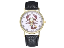 Reloj De Cuarzo Con Correa De Cuero, Diseño De Escorpio, 12 Constelaciones, Universal Unique, Negro.