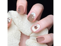 Uñas Postizas Diy Art Con Diseño De Osito De Peluche, 24 Piezas Desmontables Para Manicura N.° 230