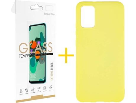 Kit Funda + Protector de Pantalla Samsung A02s SKYHE 2924 Amarillo