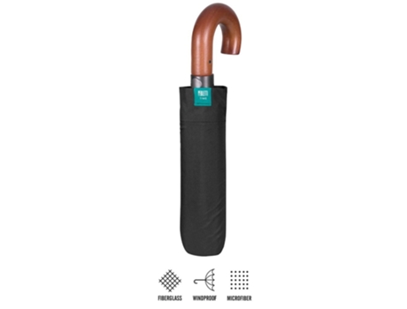 Paraguas Plegable Automáticonegro Con Mango Antiviento 104 Cm