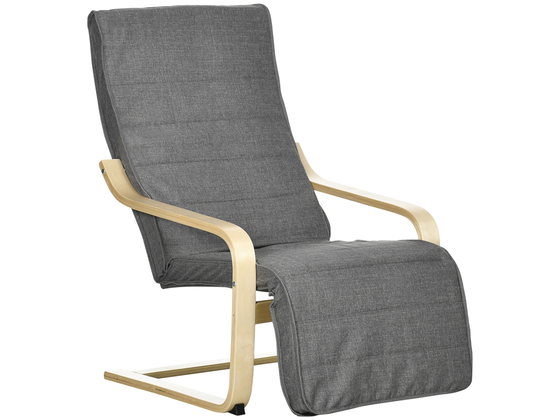 Sillón Reclinable Tapizado Con Reposapiés Ajustable, De Tela Gris, Ideal Para La Oficina O El Dormitorio.