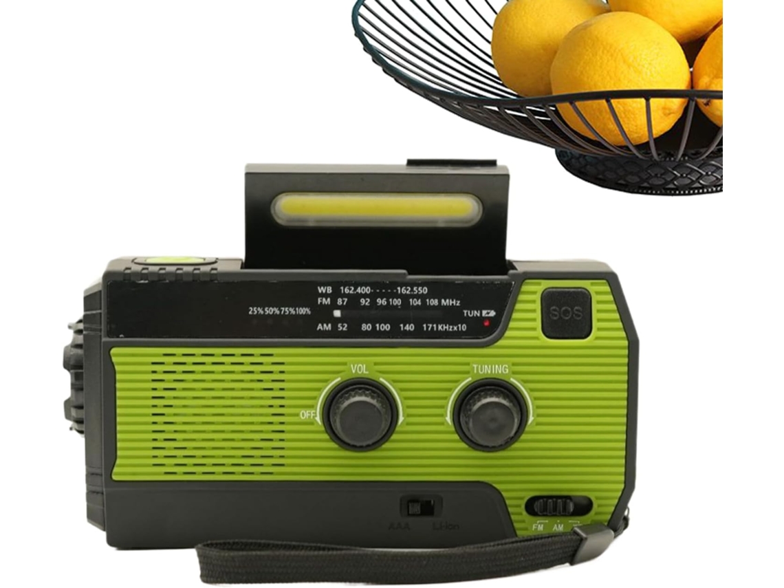 Radio Portátil Am/fm Con Manivela, Altavoz Alimentado Por Energía Solar Y Linterna.