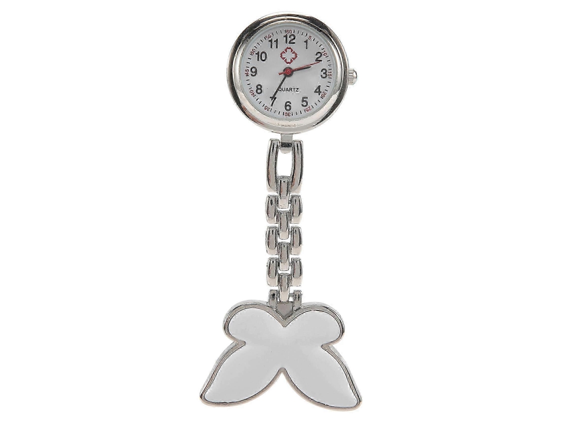 Reloj de bolsillo de cuarzo con diseño de mariposa blanca y monitor de ritmo cardíaco para enfermeras, tienda Jinyubo
