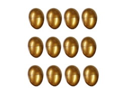 Juego de 12 huevos de Pascua decorativos en forma de cáscara de huevo Nostalgia88 (dorado)