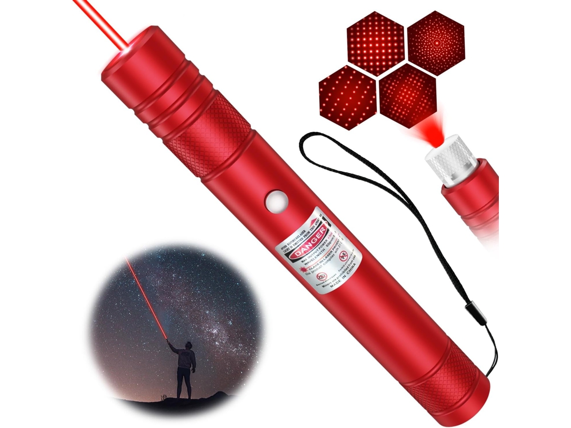 Puntero láser de alta potencia, recargable, de larga distancia, de luz roja, para astronomía/Gertiz rojo
