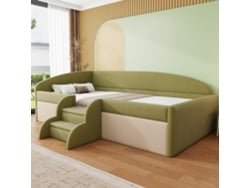 Sofá Cama Verde Oscuro De 90x190 Cm, Con Barandillas, Escalones Y Multifuncional.