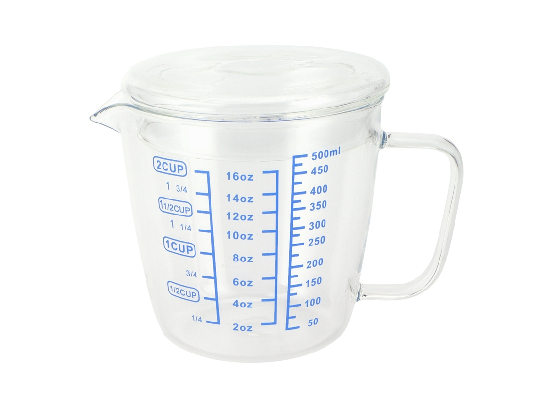 Vaso Medidor De Vidrio Resistente Al Calor De 500 Ml Con Tapa, Báscula De Cocina
